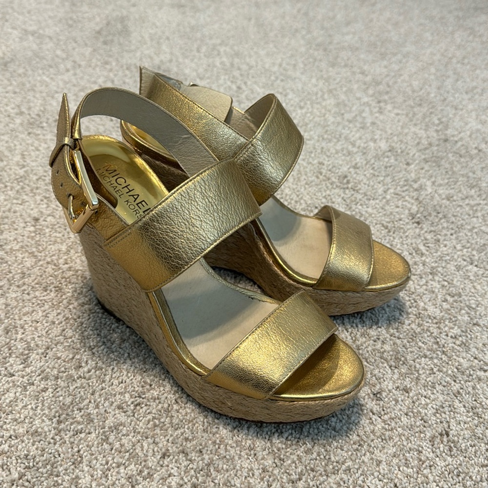 MICHAEL Michael Kors Metallic Gold Sandal Wedges
